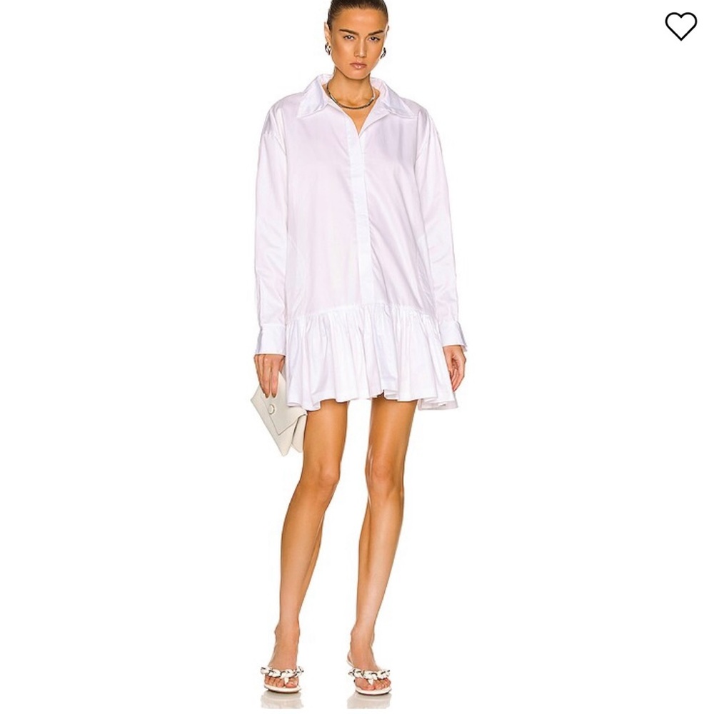 Norma Kamali Oversized Boyfriend Shirt with Ruffle Bottom